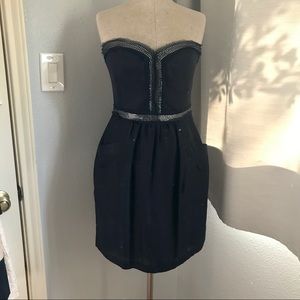 Rebeca Taylor Navy Blue silk strapless dress